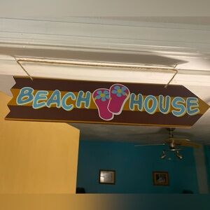 Beach House Wall Sign with Pink and Blue Accents